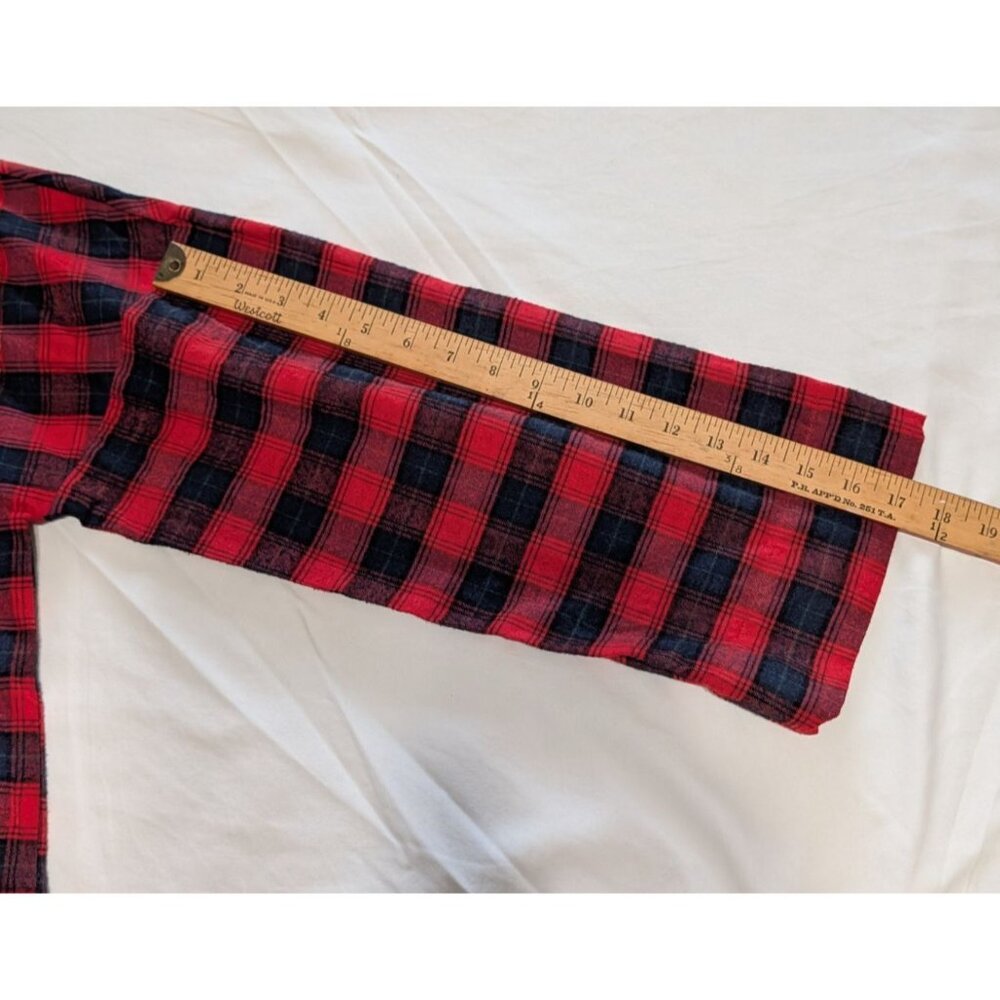 Umgee Womens 2XL Red Black Plaid Button-Down Shirt Floral Embroidery Long Sleeve - Picture 11 of 12